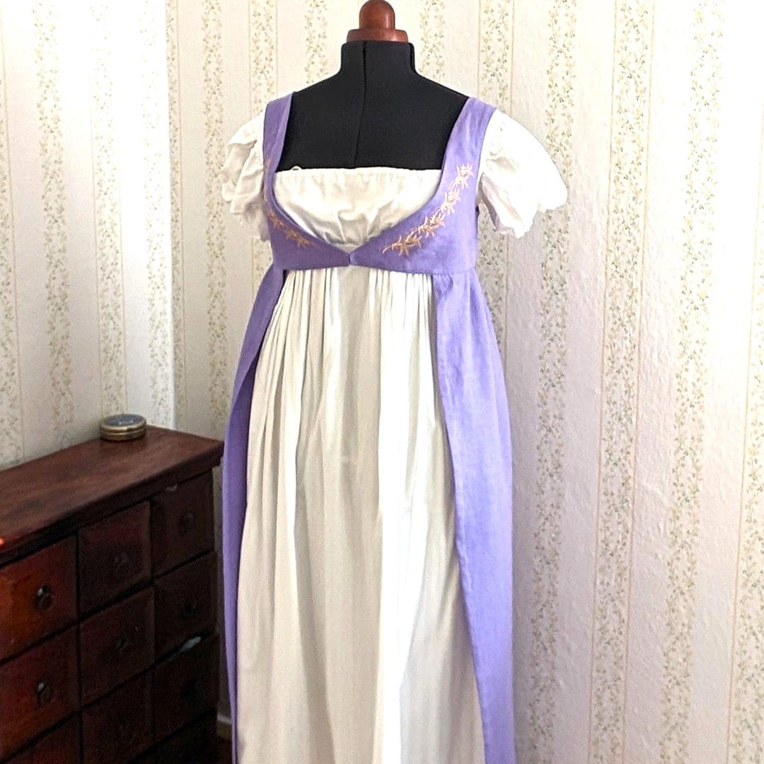 Regency Open Robe Pattern Open Robe Overdress Regency Pure Linen With Embroidery Many Colours - Etsy