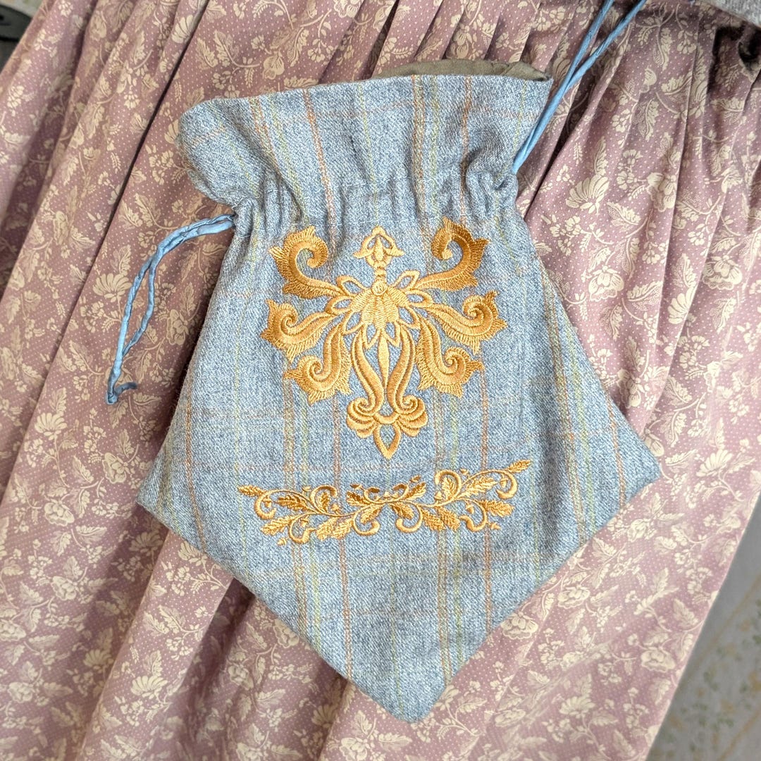 Small Reticule Made of Fine Wool Fabric With Gold Embroidery in the ...