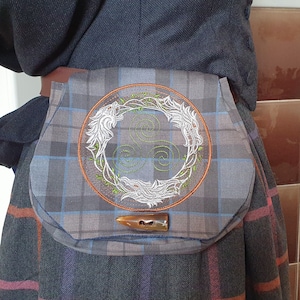 Sac pour marché médiéval en coton avec broderie style Viking et doublure en denim image 1