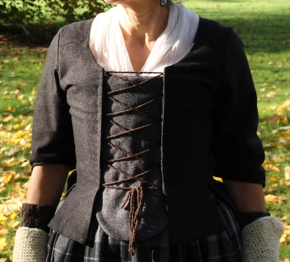 outlander plaid lace up jacket