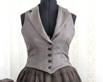 Single-breasted ladies' vest in the Belle Époque style, made of 100% wool, various colors