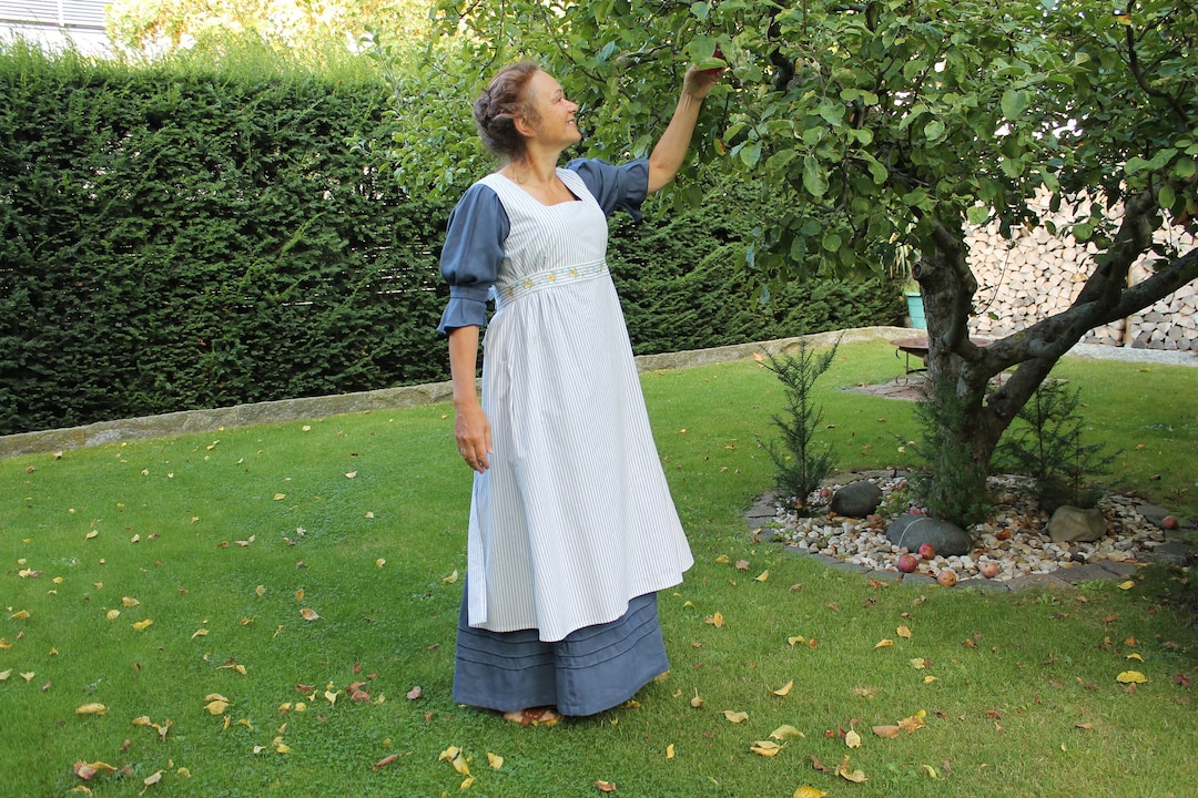 Regency-style Cottage-style Cotton Apron With Embroidery, Various ...