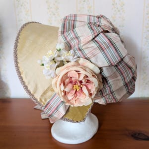 Schute oder Brautbonnet im Stil des 19. Jahrhunderts Regencybonnet Seide handgemacht