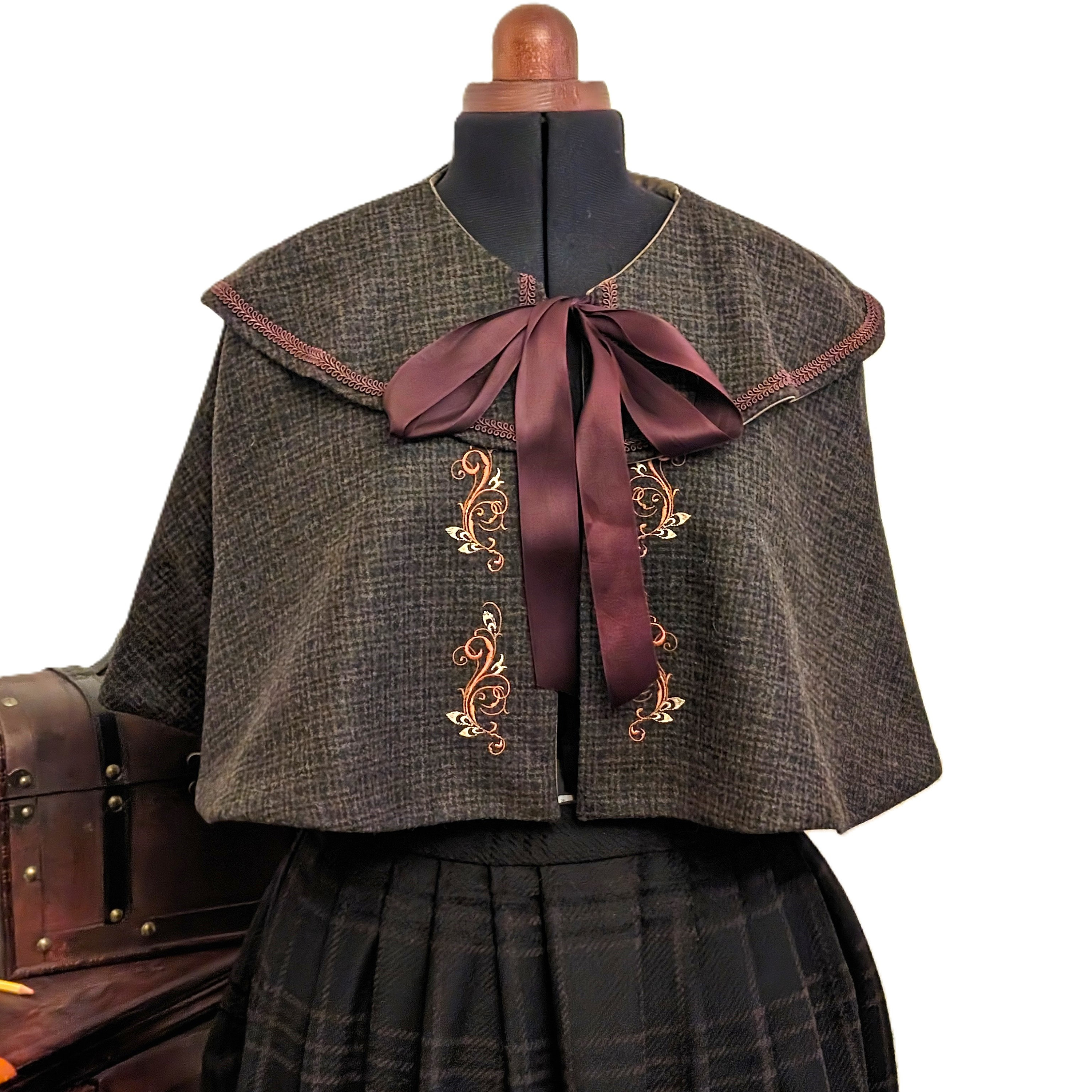 【関税&送料込】Mm Studio Grey Wool Hildestd Cape Byzantine Wool Cape (half Circle Shaped) Historical Replica