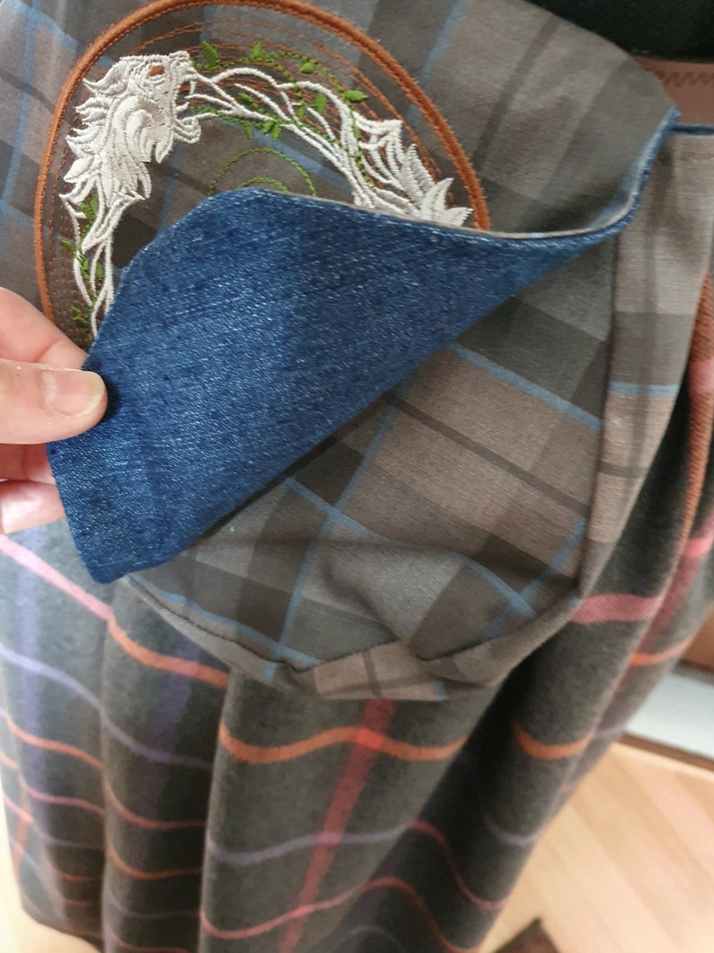 Sac pour marché médiéval en coton avec broderie style Viking et doublure en denim image 6