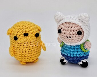 Amigurumi Cute Chibi Finn and Jake Crochet Adventure Time Plushies Car Rear View Mirror Accessories MADE TO ORDER