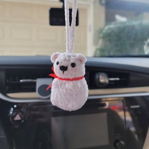 Amigurumi Cute Polar Bear Car Rear View Mirror Accessories READY TO SHIP 