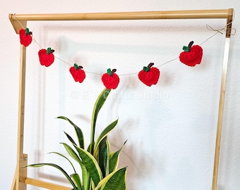 Crochet Red Apples Cute Garland | Teacher Appreciation | Room Decoration | READY TO SHIP