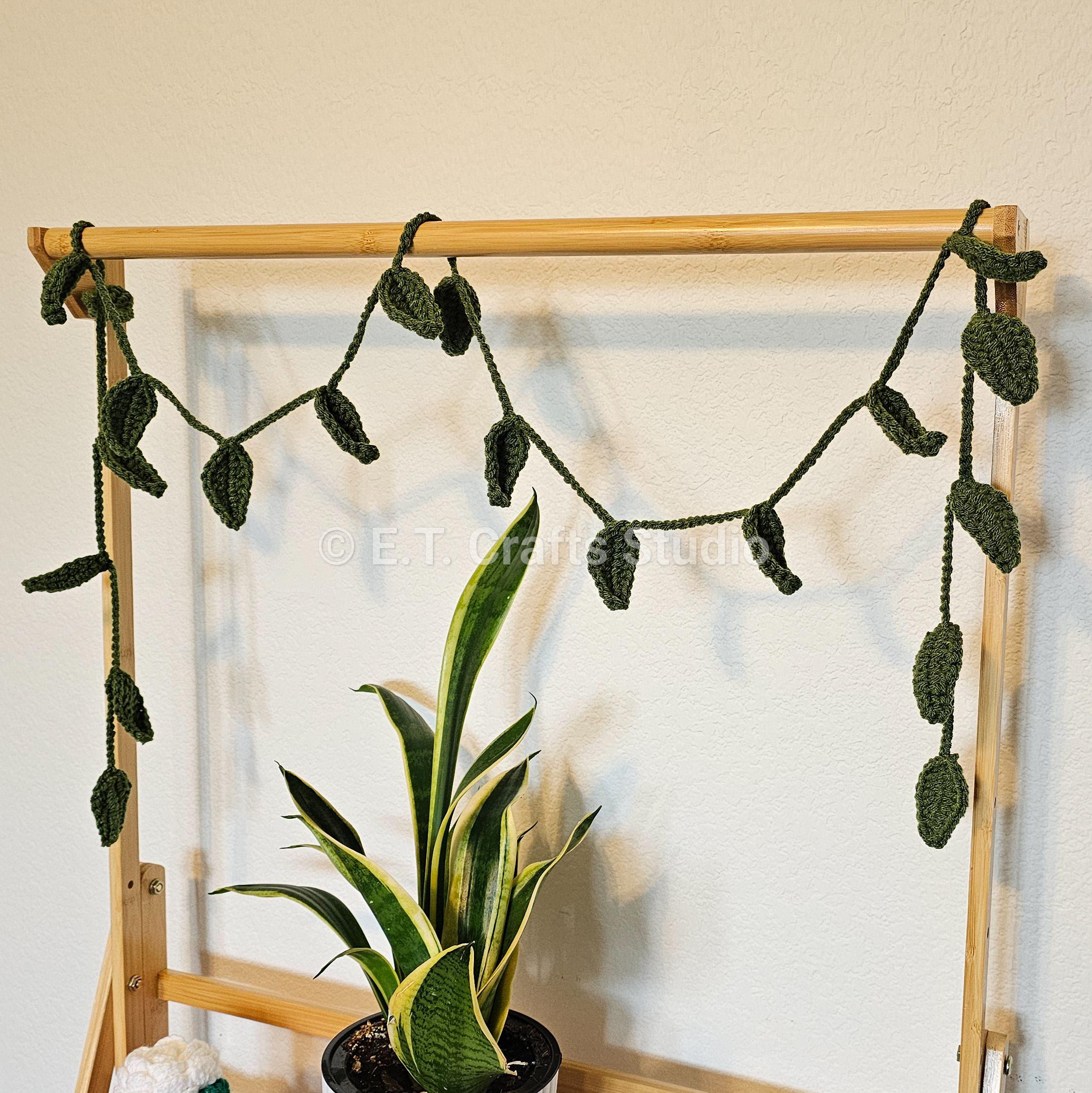 Crochet Green Leaves Cute Spring Garland | Room Decoration | READY TO ...