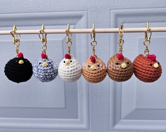Amigurumi Cute Small Mabel Chicken Crochet Gold Star Keychains READY TO SHIP