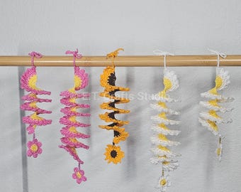 Crochet Flower Wind Spinners | Summer Car & Home Decor | READY TO SHIP