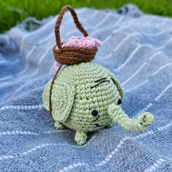 Amigurumi Cute Chibi Tree Trunks Green Elephant Crochet Adventure Time Plushie MADE TO ORDER