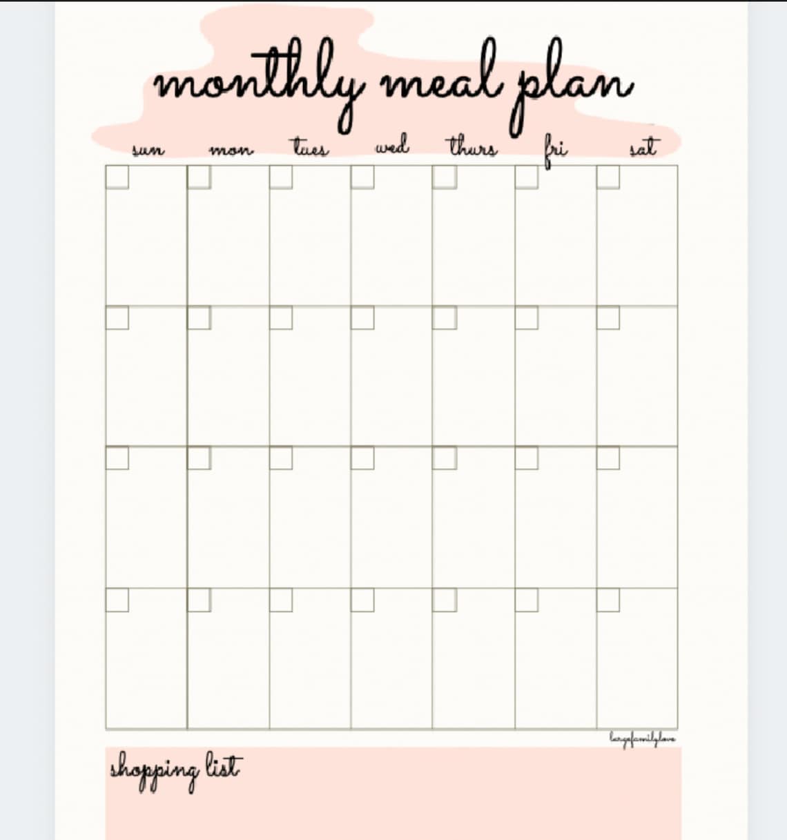 Cute Monthly Meal Planning Template! - Etsy