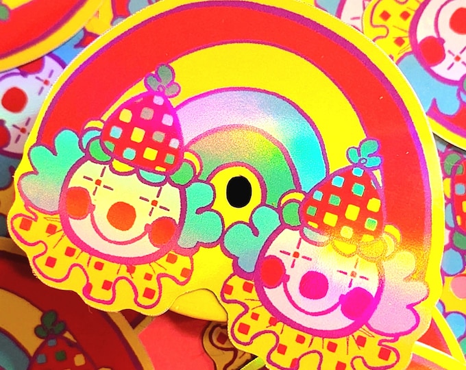 CLOWNCORE || Clowns in Love!!! Holographic Vinyl Stickers