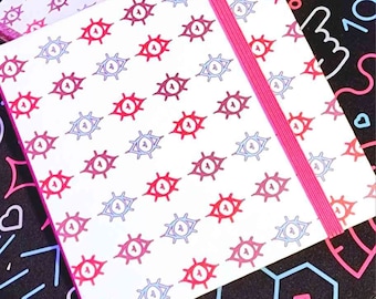 Eye Patterned Square Faux Leather Blank Notebook