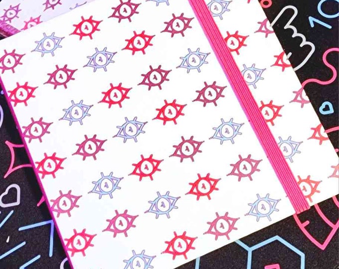 Eye Patterned Square Faux Leather Blank Notebook