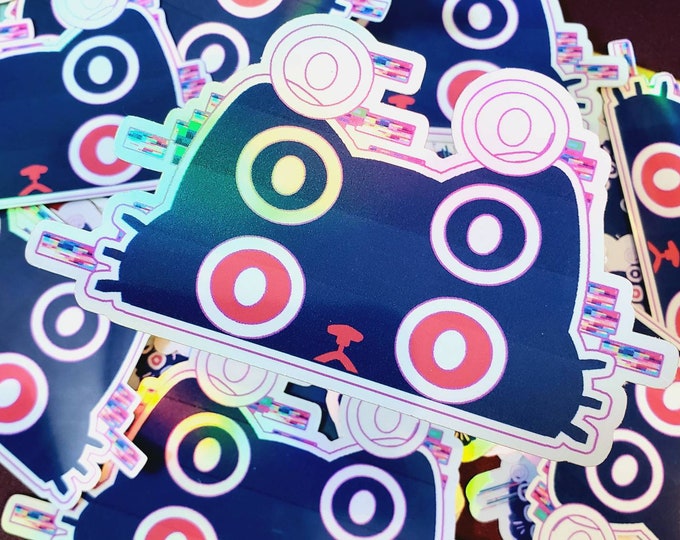 Glitchcore Kitten 'Peeking' Holographic Vinyl Stickers