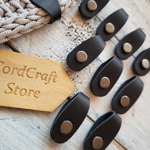 8 x 2 cm, 6 pezzi, etichette rimovibili in pelle nera con viti; Etichette per maglieria; Etichette per uncinetto