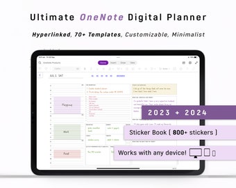 OneNote Digital Planner 2023 2024, HYPERLINKED One Note Planner DATED Android - iPad - Windows - PC - MacBook - Surface pro - Computer