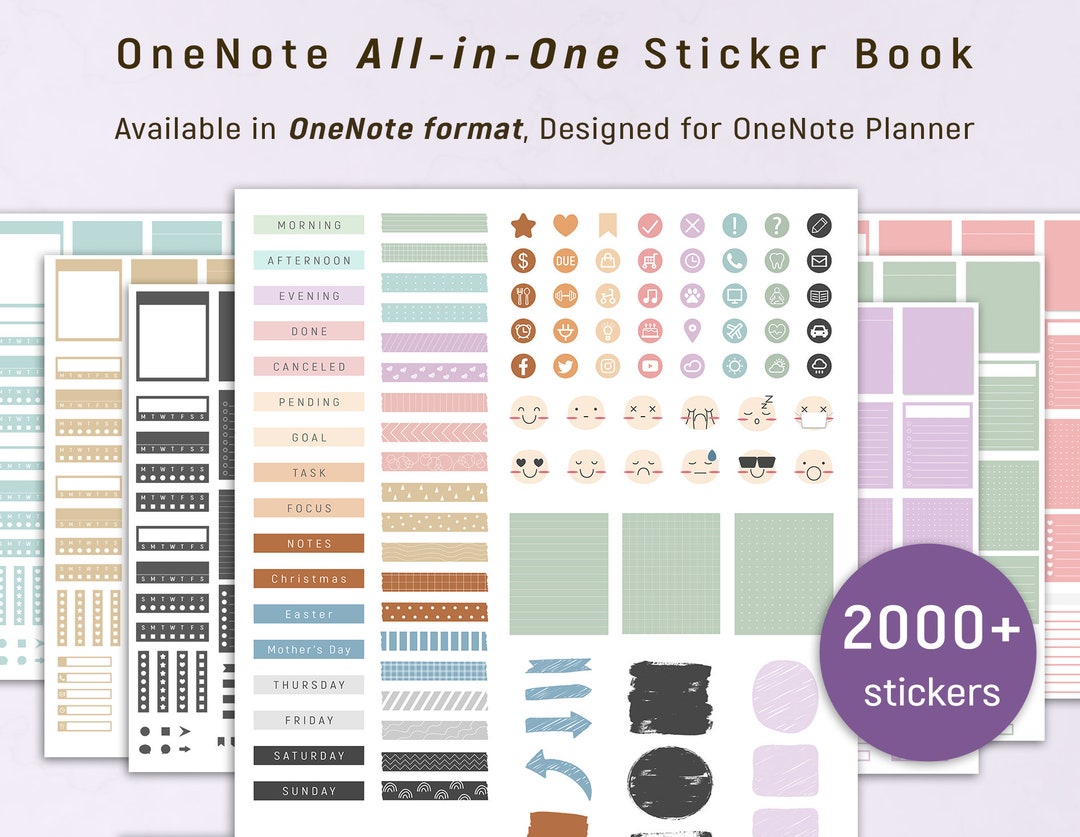 One Note Stickers, Digital Stickers Onenote, Onenote Stickers - Etsy ...