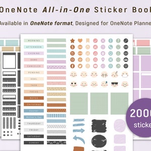 Adesivos One Note, adesivos digitais OneNote, adesivos OneNote