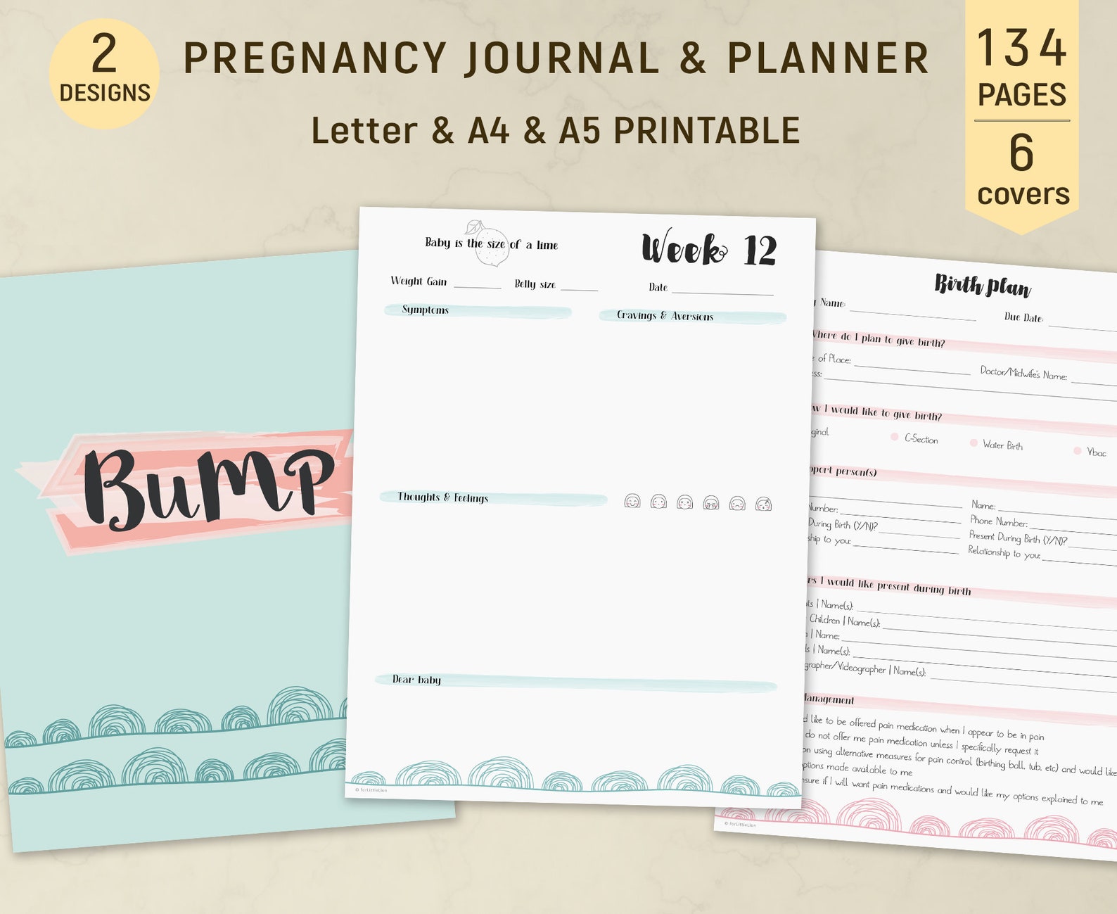 Pregnancy Journal PRINTABLE Pregnancy Planner Baby Bump Etsy