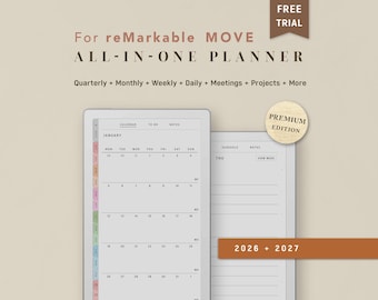 CUSTOM Planner Templates for reMarkable Paper Pro MOVE | 2026 2027