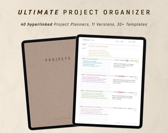 Organiseur de projet numérique, agenda de projet personnalisé, suivi de projets, carnet de projet avec intercalaires