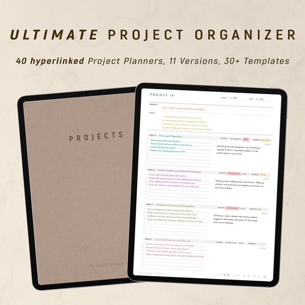 Digital Project Organizer, CUSTOM Project Planner, Projects Tracker, Project Notebook with Dividers