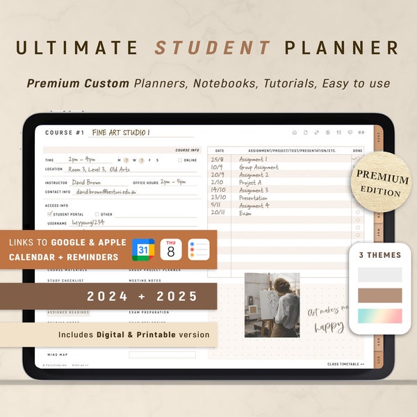 Student Planner 2024 2025, Digital Planner GoodNotes, Academic Planner, Notability Planner, iPad Planner for School