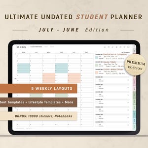 Digital Student Planner, UNDATED JULY - JUNE Academic Planner | For Little Lion image 1