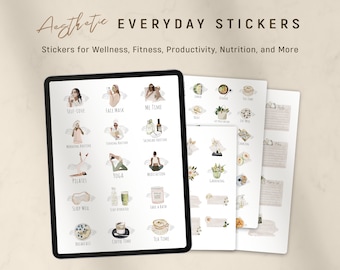 Digital Planner Stickers, GoodNotes Stickers, Everyday Sticker for Wellness, Fitness, Productivity, Food, Flower