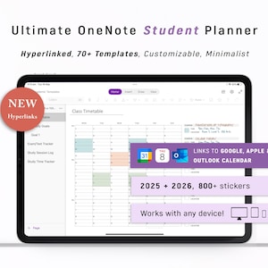 2025 2026 OneNote STUDENT Planner, Hyperlinked One Note Digital Planner Android - iPad - Windows - PC - Mac - Surface pro, Computer Planner