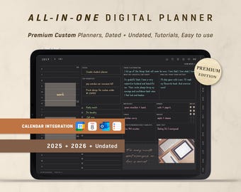 Digital Planner DARK Mode, GoodNotes Planner, Daily Planner, Black Paper Planner | ForLittleLion
