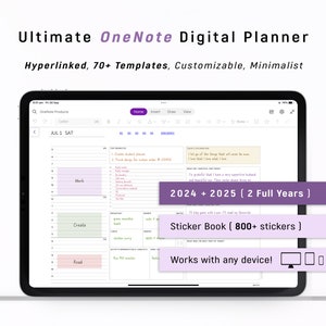 OneNote Digital Planner 2024 2025, HYPERLINKED One Note Planner Android - iPad - Windows - PC - MacBook - Surface pro - Computer