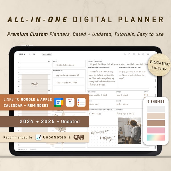 Digital Planner 2024 2025 & Undated, GoodNotes Planner, Daily Planner, Weekly Planner, Notability Planner, iPad Planner