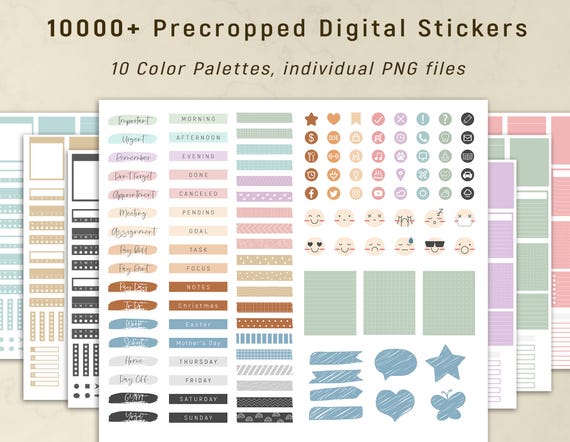 10000+ Digital Stickers, Digital Planner Stickers Bundle, Digital Sticky Notes, Cute Digital Sticker, iPad Icon Stickers