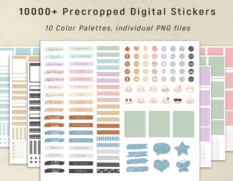 10000+ Digital Stickers, Digital Planner Stickers Bundle, Digital Sticky Notes, Cute Digital Sticker, iPad Icon Stickers image 1