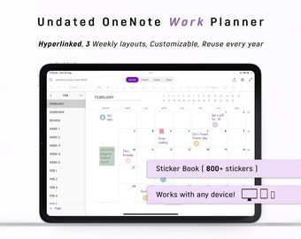 Planificador digital OneNote para profesionales, plantilla One Note para el TRABAJO, Android - iPad - Windows - PC - MacBook - Surface pro / SIN FECHA