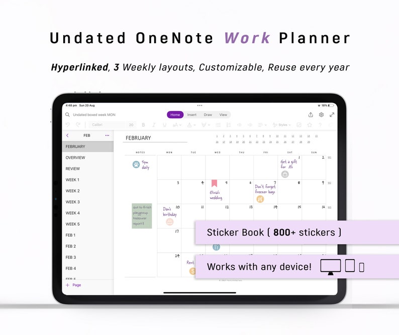 Onenote Work Diary Onenote Digital Planner for Professionals, One Note Template for WORK ...