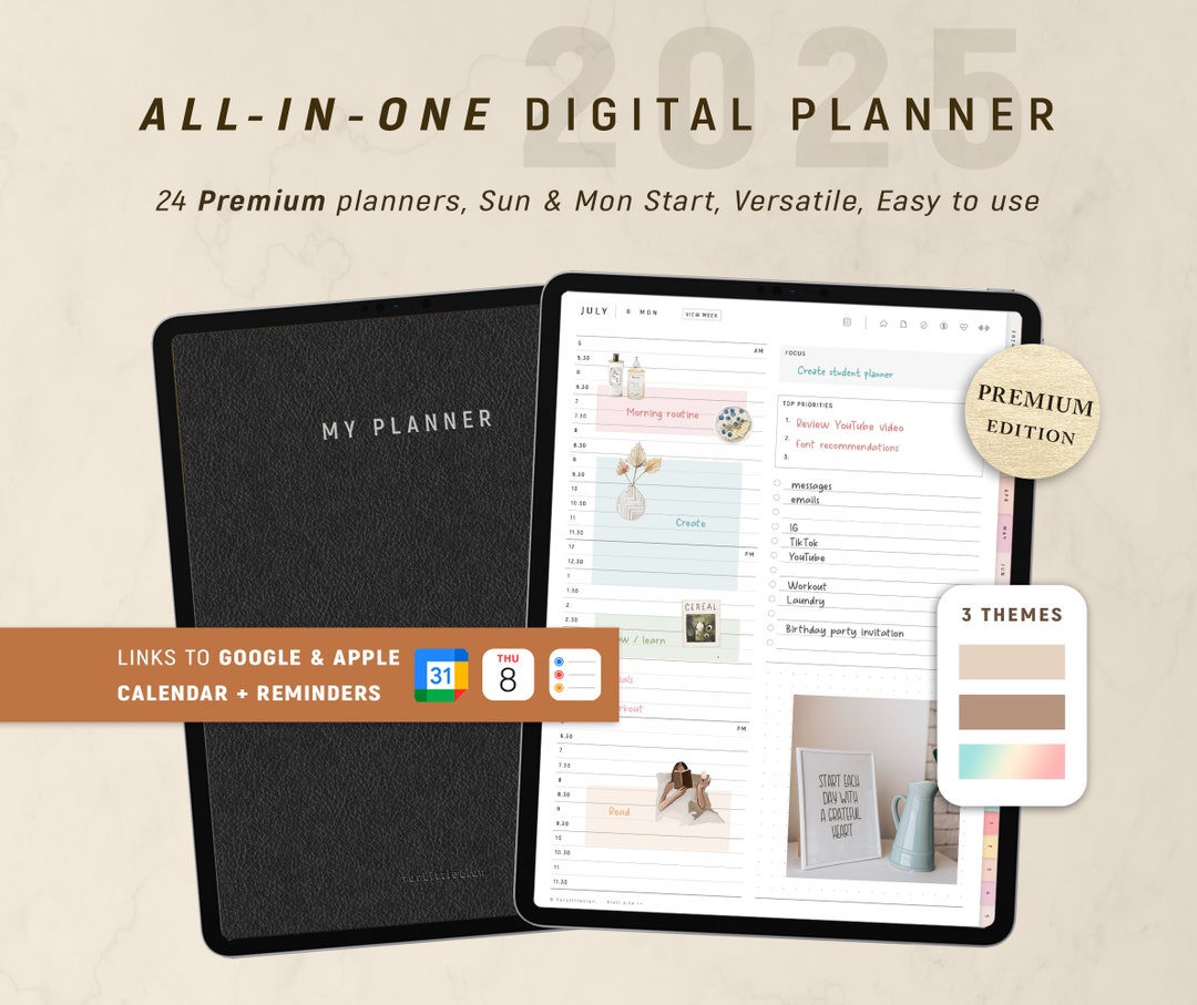 Digital Planner 2025, Goodnotes Planner, Minimal Daily Weekly Monthly