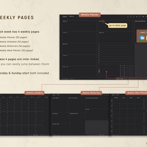 PREMIUM Custom Digital Planner DARK Mode | 2026 2027 & Undated image 3