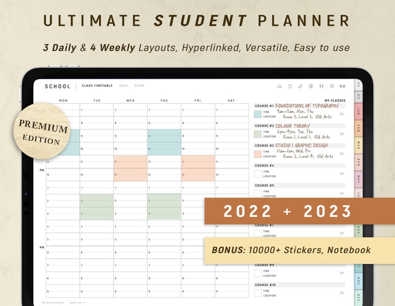Student Digital Planner 2022 2023, GoodNotes Planner, DATED Academic Planner, Notability Planner - iPad Planner School 