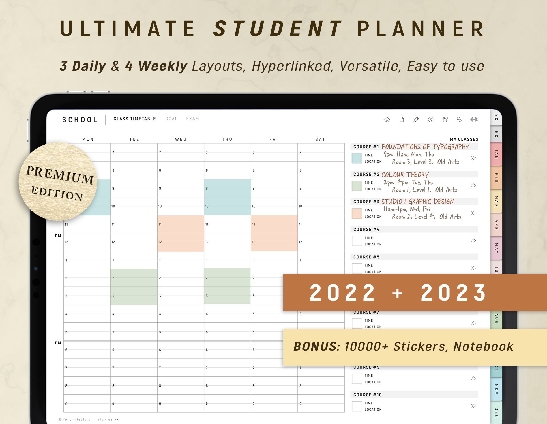 2023 Calendar Goodnotes Free Student Digital Planner 2022 2023 Goodnotes Planner Dated Etsy India