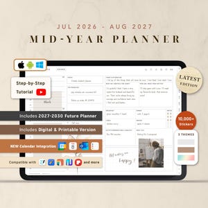CUSTOM 2026-2027 Mid Year Digital Planner (2026–2029 Year Planner & Undated Planner included)