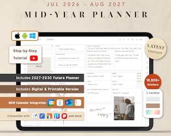 CUSTOM 2026-2027 Mid Year Digital Planner (2026–2029 Year Planner & Undated Planner included)