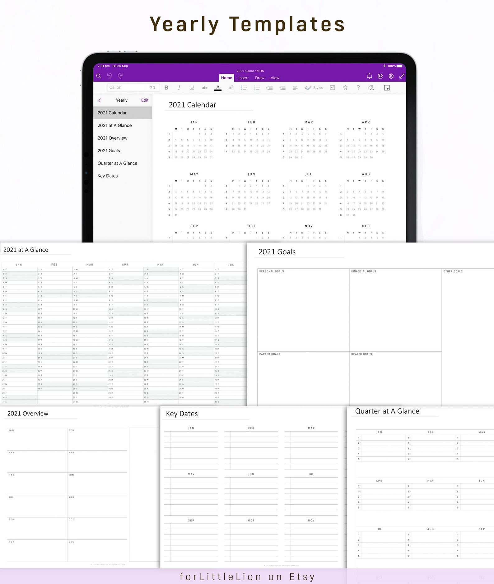 Digital Planner OneNote 2021 HYPERLINKED One Note Digital Etsy