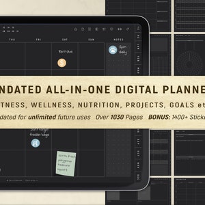 Digital Planner GoodNotes - DARK Mode - iPad Daily Planner, Notability Planner, UNDATED - REUSABLE - Any Year