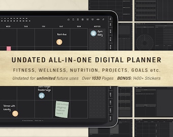 Digital Planner GoodNotes - DARK Mode - iPad Daily Planner, Notability Planner, UNDATED - REUTILISABLE - Any Year