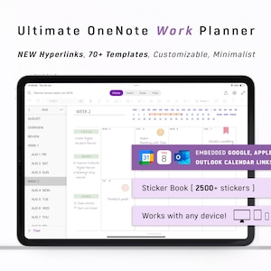 Planejador digital OneNote para profissionais em 2026, modelo OneNote para trabalho.